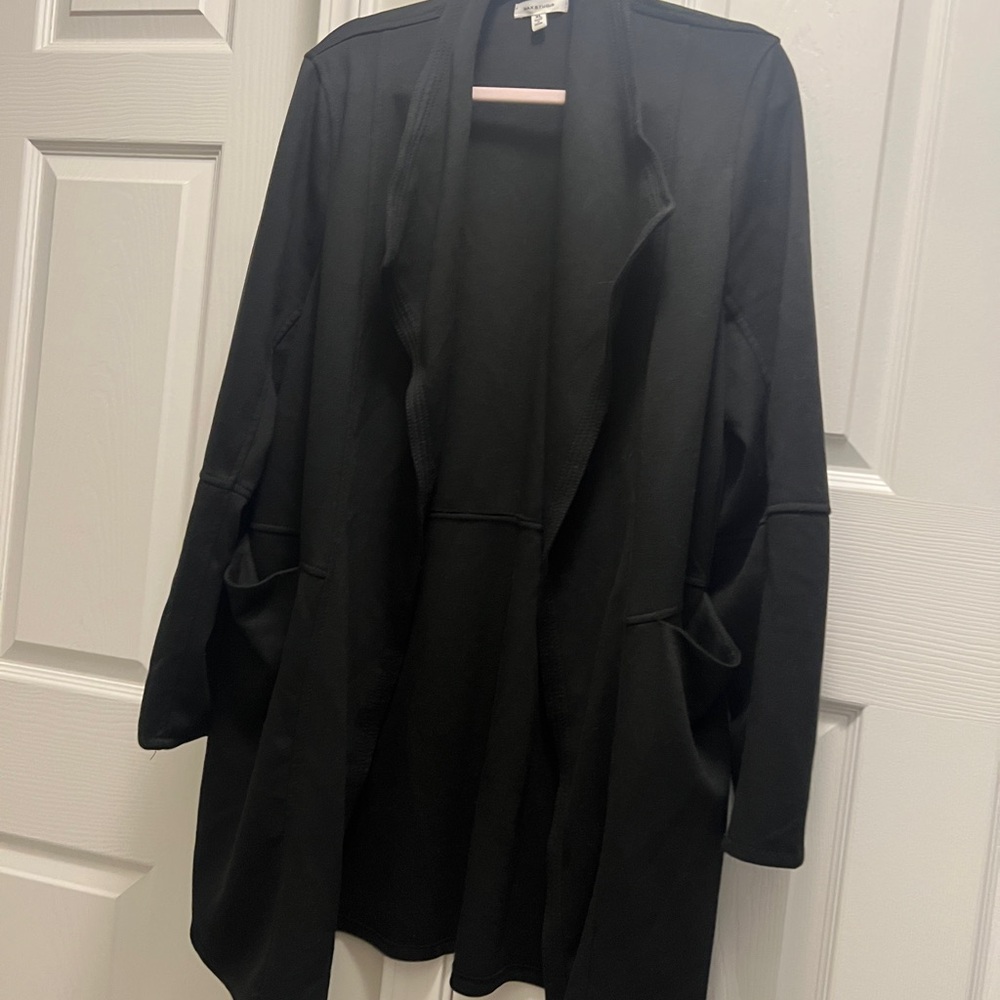 Women's Max Studio Black Open Front Knit Jacket size XL Like New